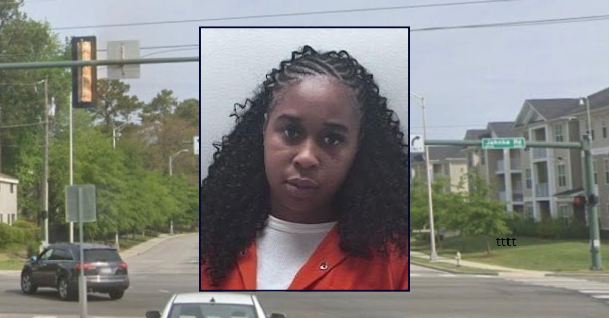 Inset: Amaya Dixon (Richmond Police Department). Background: The area in Virginia where Dixon allegedly drowned her twin 17-month-old sons (Google Maps).