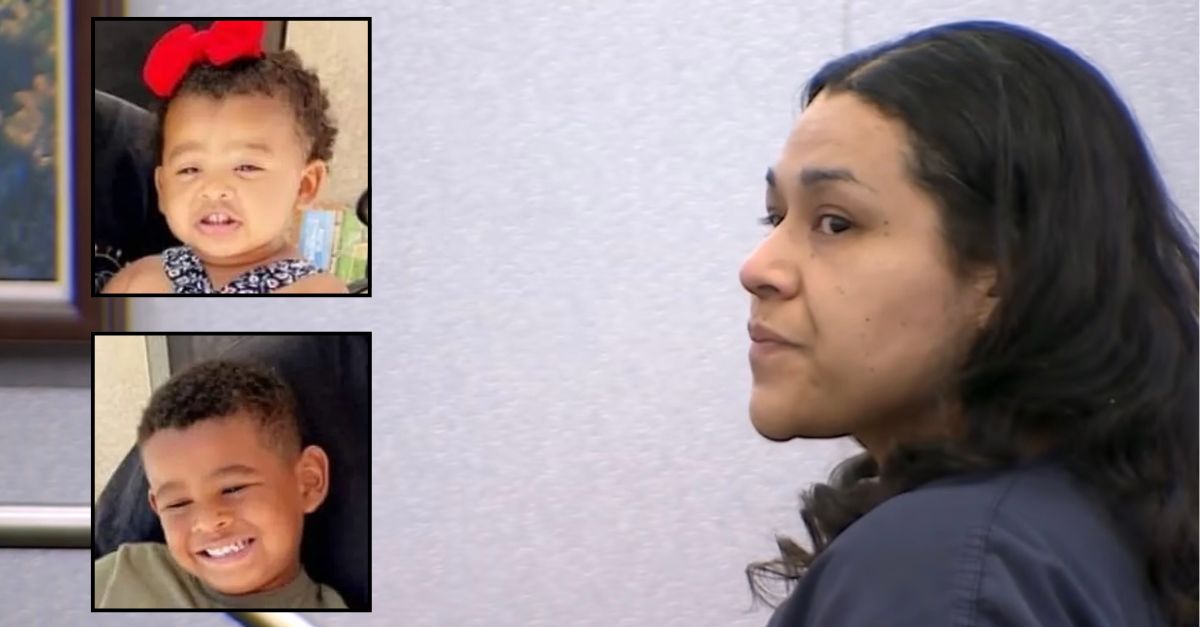Main: Jovan Trevino in court for her sentencing hearing (KLAS). Inset, top to bottom: Gihanna Fox and Christopher Fox III (GoFundMe).