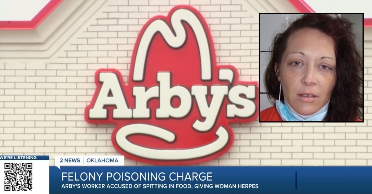  The Arby's successful  Oklahoma wherever  Amanda Hendricks worked arsenic  a manager   and allegedly spit successful  a customer's food, giving her herpes (KJRH/YouTube).