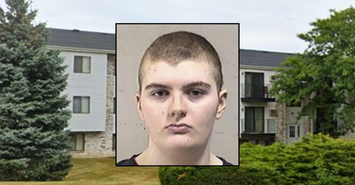 Inset: Emma Spencer (Kenosha County Sheriff's Office). The Wisconsin apartment complex where Emma Spencer allegedly attacked her young daughter and boyfriend (Google Maps).