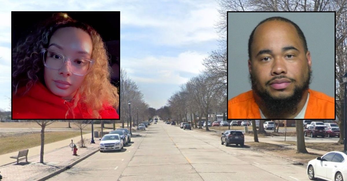 Inset, left to right: Kiana M. Pliska (GoFundMe) and Randall Alexander Lenyard Sr. (Milwaukee County Sheriff's Office). Background: The area in Milwaukee where Lenyard allegedly killed Pliska (Google Maps).