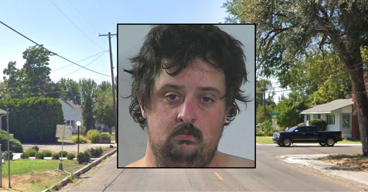 Inset: Brian Lemke (Canyon County Sheriff's Office). Background: The area in Idaho where Lemke's son died (Google Maps).