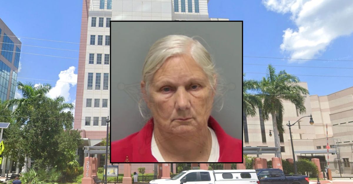 Inset: Sharlene Pflugrad (Lee County Jail). Background: The Lee County Circuit Courthouse (Google Maps).