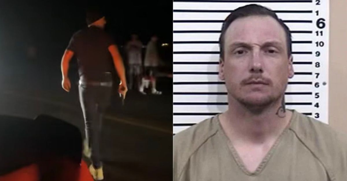 Left: Shane M. Sutton allegedly holding a firearm around a group of Idaho teens (Life in Idaho Falls/Facebook). Right: Shane M. Sutton (Bonneville County Jail).