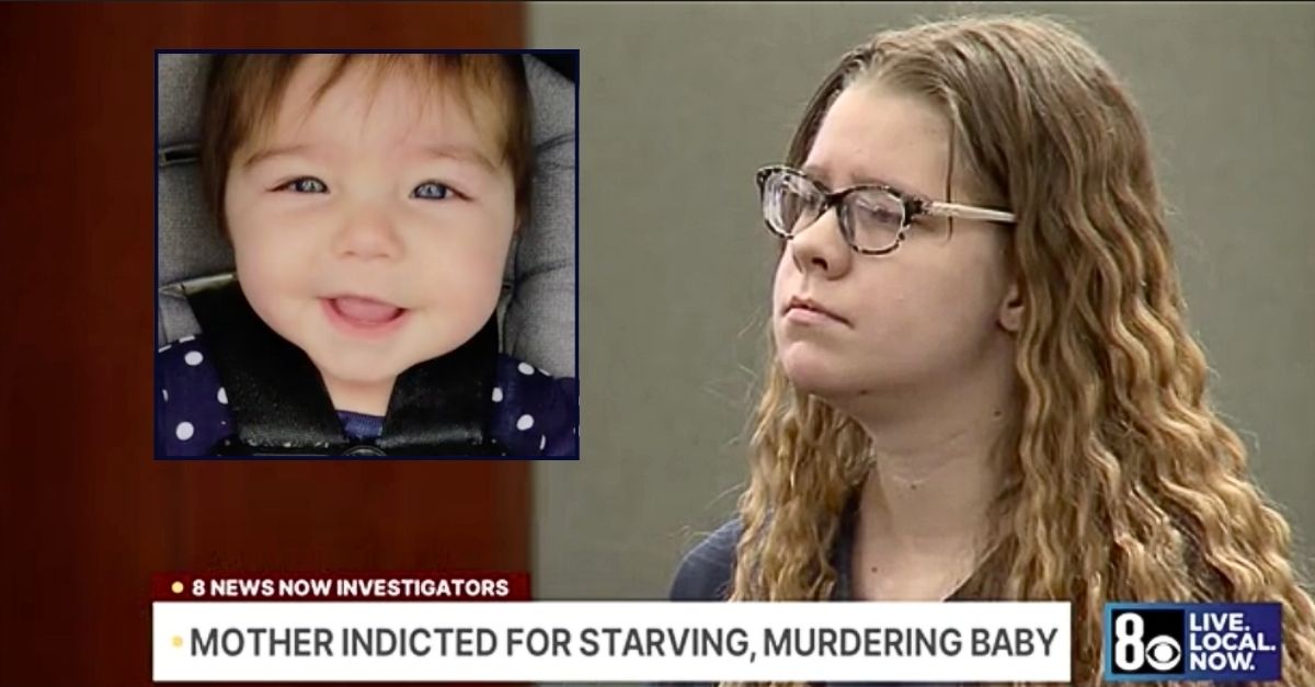 Inset: Evangelina Thrift. Background: Nevada mom Alivia Thrift in court (KLAS).