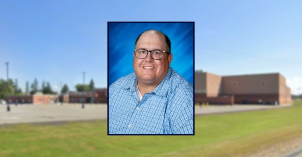 Jason Rogers appears in a profile picture inset against an image of a school in Minnesota.