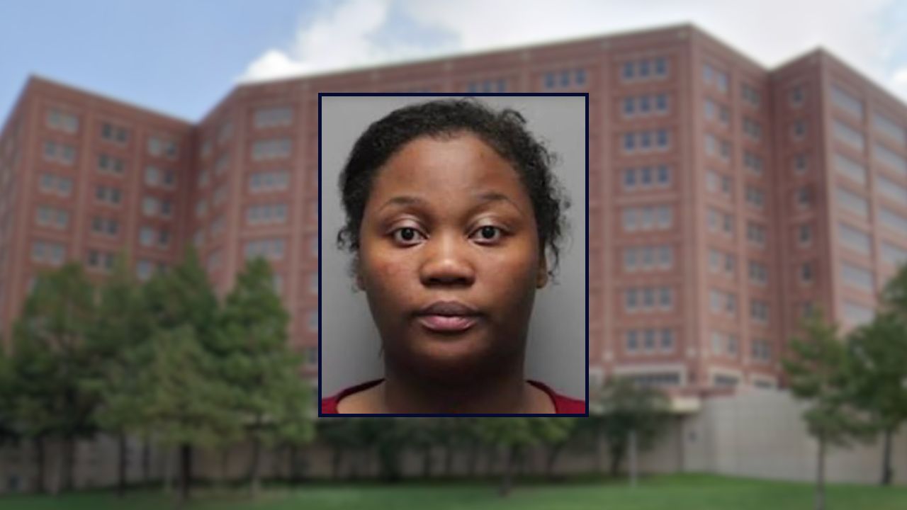 Brianna Berry appears inset against a jail in Houston.