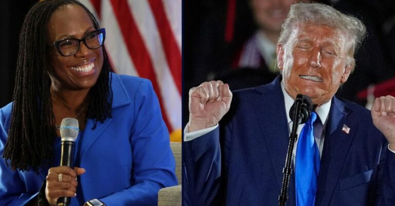 LefT: Ketanji Brown Jackson. Right: Donald Trump.