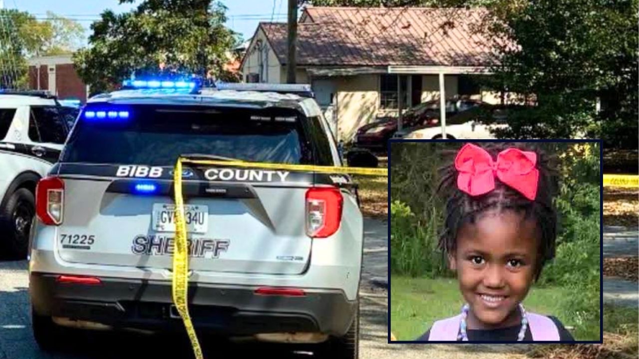 Inset: Jayde Wooten (GoFundMe). Background: Georgia police at the home where Jayde Wooten was allegedly found in a trash can filled with water and fish (Bibb County Sheriff's Office/Facebook). 