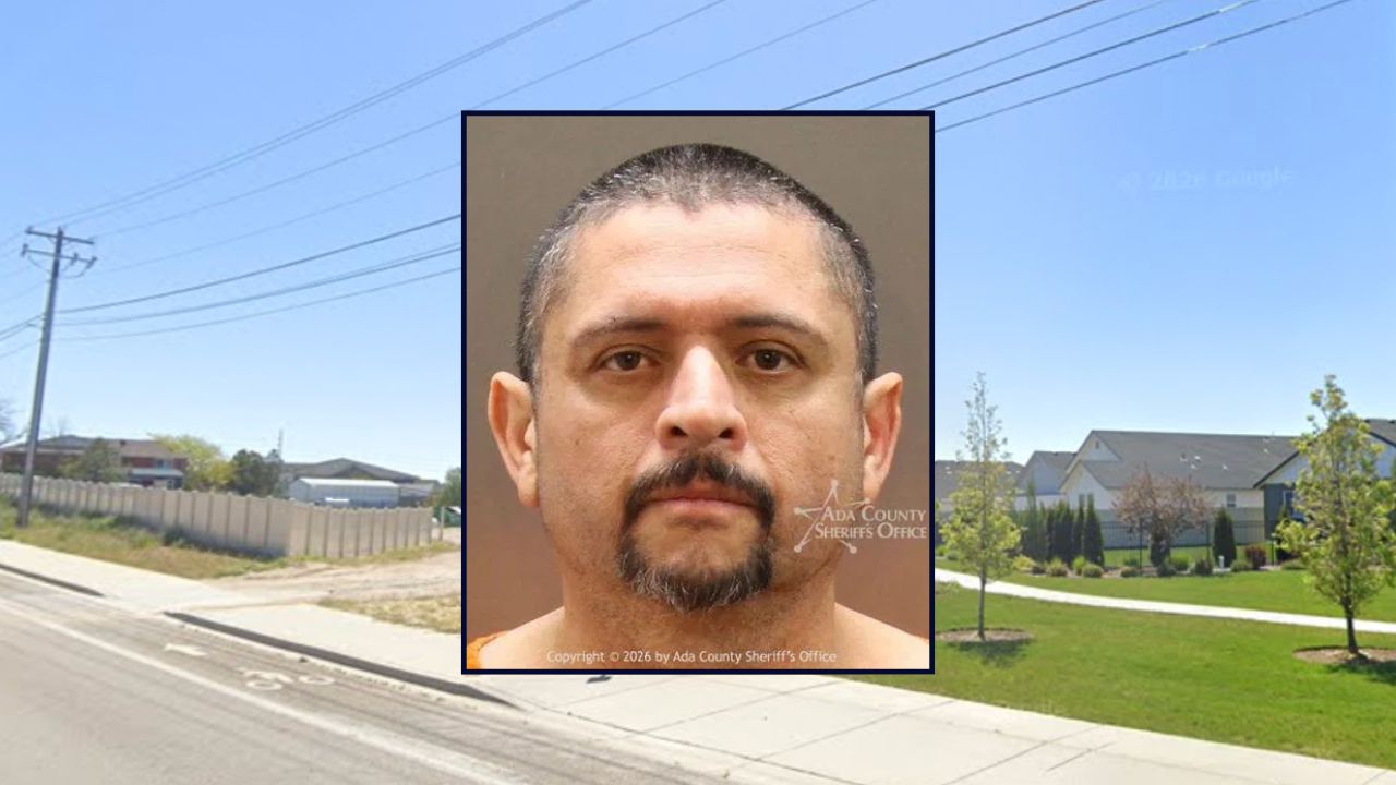 Juan Diego Ramos Lopez inset against a residential area in Idaho.