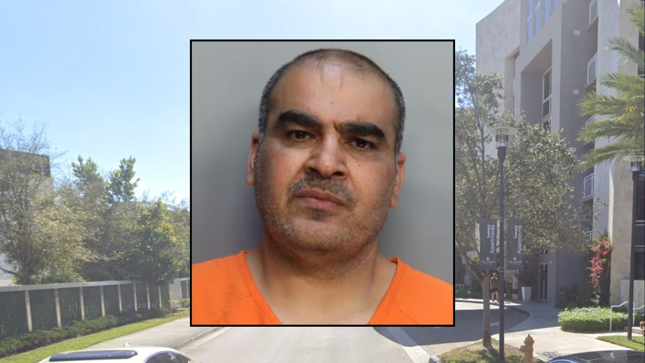 Inset: Husain Maki Habib (Turner Guilford Knight Correctional Center). Background: The area in Miami where Habib is accused of physically abusing his 11-year-old daughter (Google Maps).