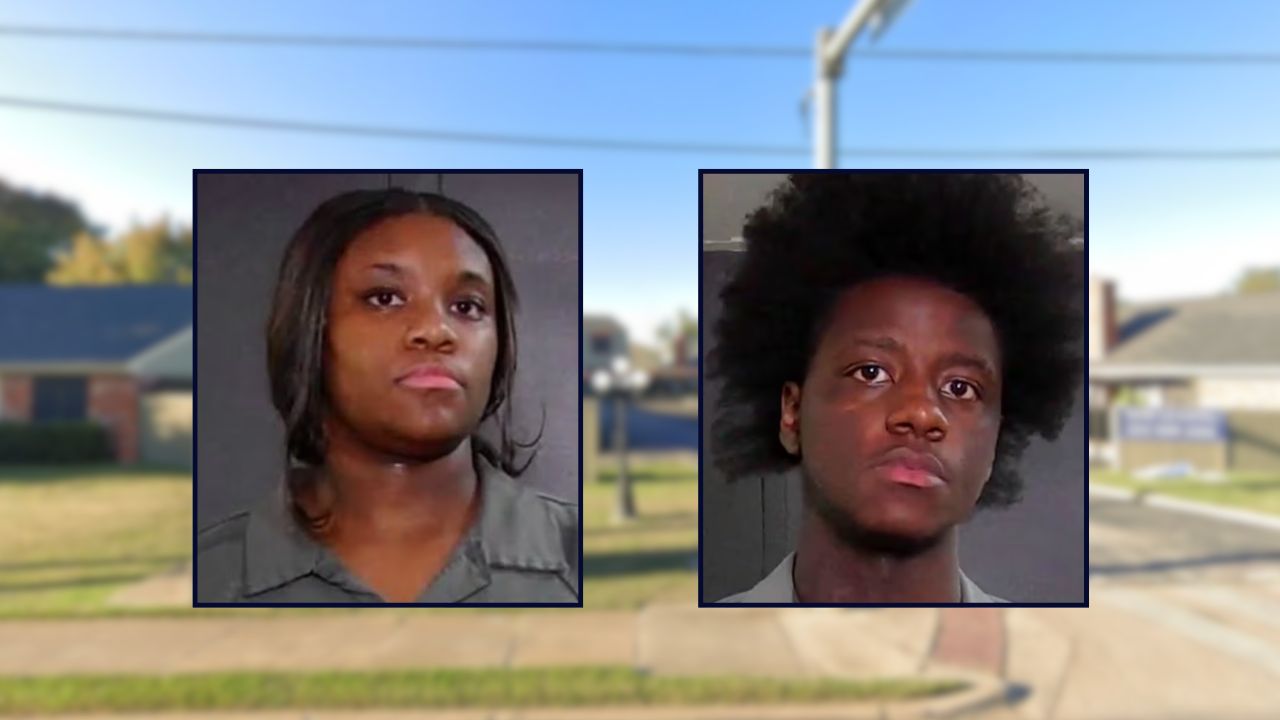 Briasia White and Lamarian Girtman inset against an apartment complex in Texas.