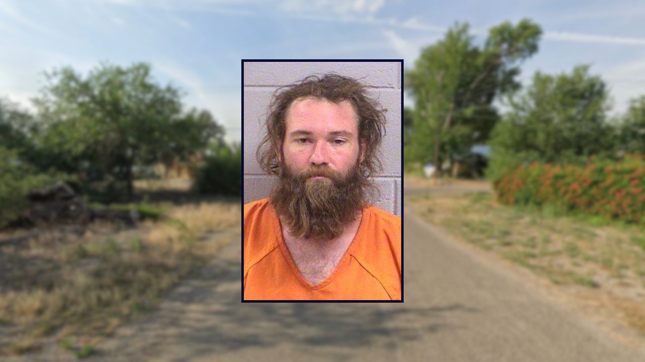 Jess Patterson inset against a rural road in New Mexico.