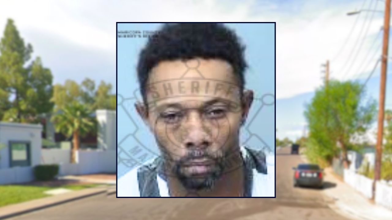 Inset: Nathanial Brown Jr. (Maricopa County Sheriff's Office)/ Background: The area in Phoenix, Ariz., where Nathanial Brown Jr. allegedly brought Gabrielle Hill to his home and dumped her body (Google Maps).