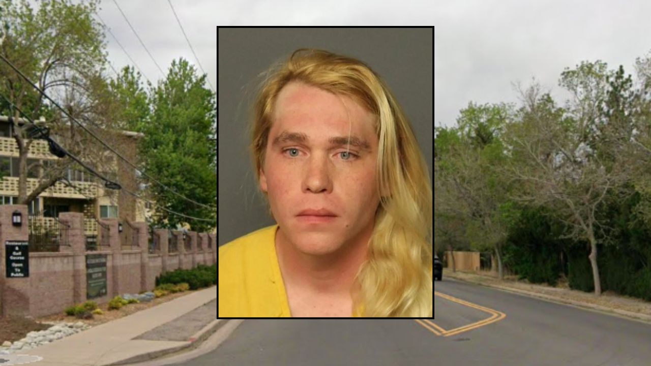 Inset: Tyler Nelson (Denver Police Department). Background: The area in Denver where Nelson killed his wife (Google Maps).