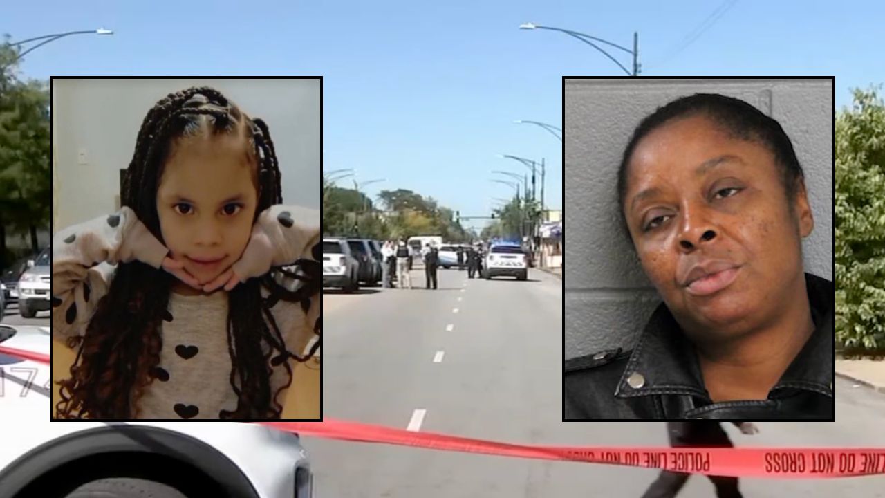 Inset, left to right: Eddimar Paola Hernández Chacón (GoFundMe) and Shavon Gayden (Chicago Police). Background: The area in Chicago where Gayden allegedly killed the child (WLS).